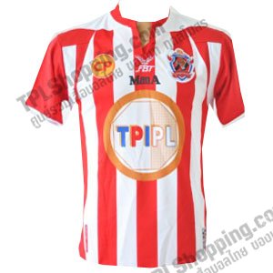 เสื้อบอลไทย เสื้อฟุตบอลไทย เสื้อวัวชน ยูไนเต็ด ทีมเยือน ปี 2012-2013 สีแดงขาว