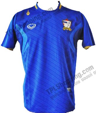 เสื้อบอลไทย เสื้อฟุตบอลไทย เสื้อทีมชาติไทย เสื้อฟุตซอลทีมชาติไทย เสื้อแข่ง AFF Suzuki Cup (ซูซูกิคัพ) แกรนด์สปอร์ต (Grand Sport) ปี 2012-2013 สีน้ำเงิน