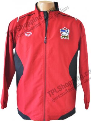เสื้อบอลไทย เสื้อฟุตบอลไทย เสื้อแจ็คเก็ตทีมชาติไทย เสื้อแจ็คเก็ตทีมชาติ (เสื้อ Staff) แกรนด์สปอร์ต (Grand Sport) 2012 สีแดงดำ