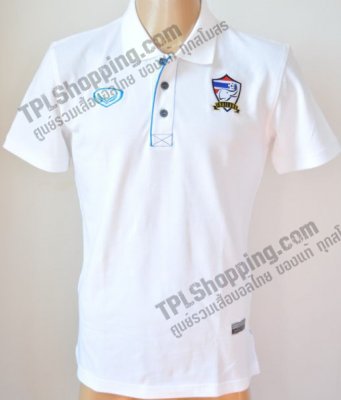เสื้อบอลไทย เสื้อฟุตบอลไทย เสื้อโปโลทีมชาติไทย Grand Sport ปี 2012 สีขาว 