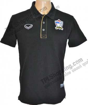 เสื้อบอลไทย เสื้อฟุตบอลไทย เสื้อโปโลทีมชาติไทย Grand Sport ปี 2012 สีดำ เสื้อ Staff ทีมชาติไทย