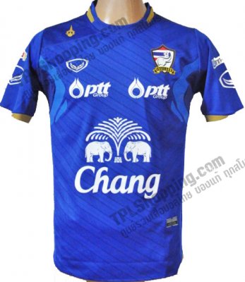 เสื้อบอลไทย เสื้อฟุตบอลไทย เสื้อทีมชาติไทย เสื้อแข่ง King Cup (คิงส์คัพ) ครั้งที่ 42 แกรนด์สปอร์ต (Grand Sport) ปี 2012 สีน้ำเงิน