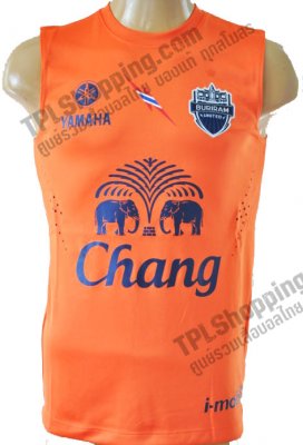 เสื้อบอลไทย เสื้อฟุตบอลไทย เสื้อซ้อมบุรีรัมย์ ยูไนเต็ด แขนกุด ปี 2013-2014 สีส้ม
