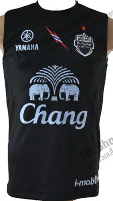 เสื้อบอลไทย เสื้อฟุตบอลไทย เสื้อซ้อมบุรีรัมย์ ยูไนเต็ด แขนกุด ปี 2013-2014 สีดำ