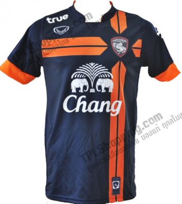 เสื้อบอลไทย เสื้อฟุตบอลไทย เสื้อสุพรรณบุรี เอฟซี ปี 2013-2014 ทีมเหย้า สีกรมท่า สปอนเซอร์ครบ