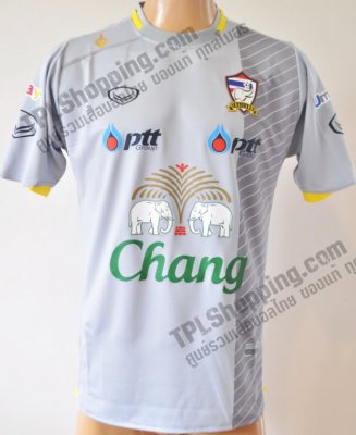 เสื้อบอลไทย เสื้อฟุตบอลไทย เสื้อผู้รักษาประตูทีมชาติไทย เสื้อแข่ง King Cup (คิงส์คัพ) ครั้งที่ 42 แกรนด์สปอร์ต (Grand Sport) สีเทา