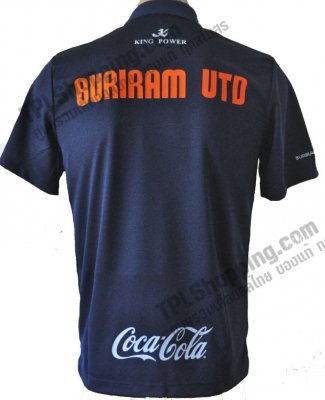 เสื้อบอลไทย เสื้อฟุตบอลไทย เสื้อบุรีรัมย์ ยูไนเต็ด Buriram United 2013-2014 ทีมเหย้า สีกรมท่า สกรีน Buriram UTD สีส้ม