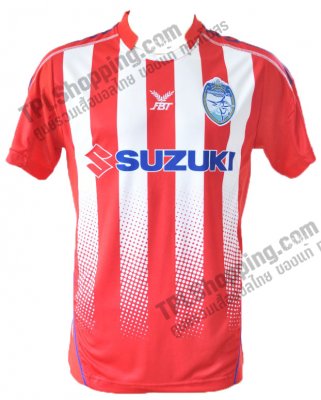 เสื้อบอลไทย เสื้อฟุตบอลไทย เสื้อศรีราชา เอฟซี ทีมเยือน ปี 2013-2014 สีแดงขาว