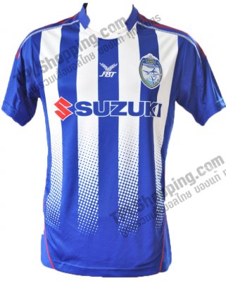 เสื้อบอลไทย เสื้อฟุตบอลไทย เสื้อศรีราชา เอฟซี ทีมเหย้า ปี 2013-2014 สีฟ้าขาว