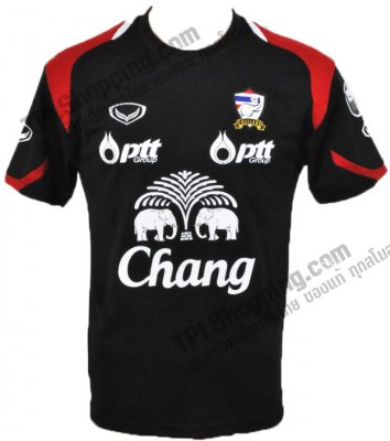 เสื้อบอลไทย เสื้อฟุตบอลไทย เสื้อซ้อมทีมชาติไทย 2013-2014 สีดำ