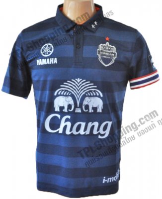 เสื้อบอลไทย เสื้อฟุตบอลไทย เสื้อบุรีรัมย์ ยูไนเต็ด Buriram United 2014-2015  สีฟ้าลายสลับกรมท่า ใหม่ ล่าสุด