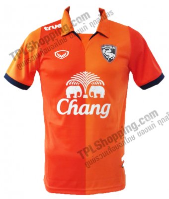 เสื้อบอลไทย เสื้อฟุตบอลไทย เสื้อสุพรรณบุรี เอฟซี ปี 2014-2015 ทีมเยือน สีส้ม สปอนเซอร์ครบ