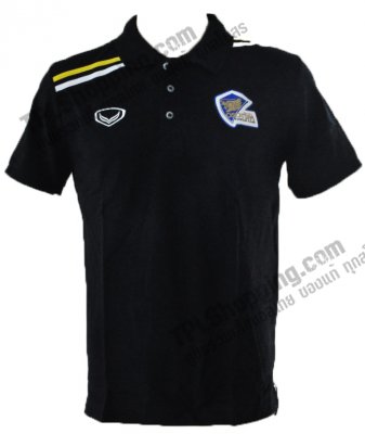 เสื้อบอลไทย เสื้อฟุตบอลไทย เสื้อโปโลโอสถสภา เอ็ม 150 เอฟซี ปี 2013-2014 สีดำ