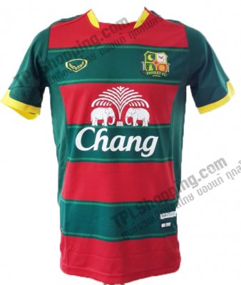 เสื้อบอลไทย เสื้อฟุตบอลไทย เสื้อภูเก็ต เอฟซี ปี 2014-2014 ทีมเหย้า สีเขียวแดง