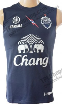 เสื้อบอลไทย เสื้อฟุตบอลไทย เสื้อซ้อมบุรีรัมย์ ยูไนเต็ด แขนกุด ปี 2014-2015 สีกรมท่า