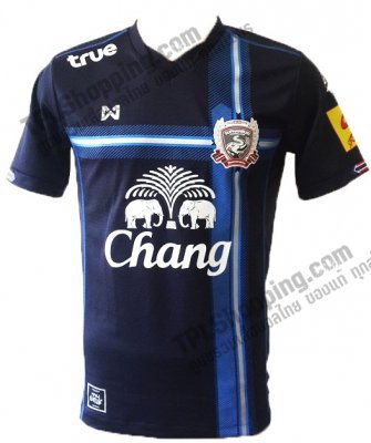 เสื้อบอลไทย เสื้อฟุตบอลไทย เสื้อสุพรรณบุรี เอฟซี ปี 2015-2016 ทีมเหย้า สีกรมท่า สปอนเซอร์ครบ