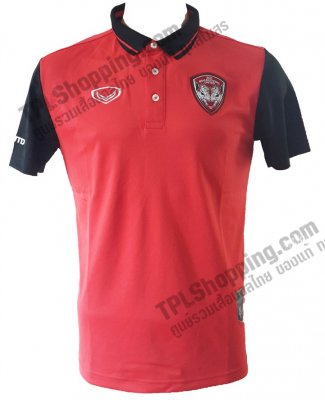 เสื้อบอลไทย เสื้อฟุตบอลไทย เสื้อโปโลเอสซีจี เมืองทอง Grand Sport ปี 2015-2016 สีแดง