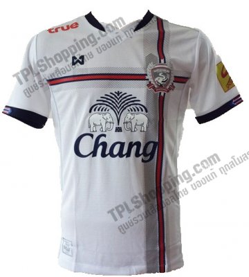 เสื้อบอลไทย เสื้อฟุตบอลไทย เสื้อสุพรรณบุรี เอฟซี ปี 2015-2016 ทีมเยือน สีขาว สปอนเซอร์ครบ