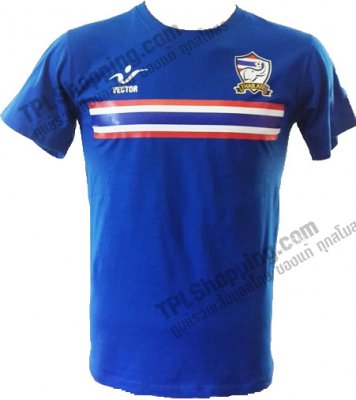 เสื้อบอลไทย เสื้อฟุตบอลไทย เสื้อทีมชาติคาดอก (เสื้อยืด) VECTOR สีน้ำเงิน  ปี 2015