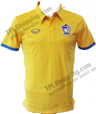 เสื้อบอลไทย เสื้อฟุตบอลไทย เสื้อโปโลทีมชาติไทย Grand Sport ปี 2015 สีเหลือง เสื้อ Staff ทีมชาติไทย