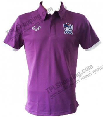 เสื้อบอลไทย เสื้อฟุตบอลไทย เสื้อโปโลทีมชาติไทย Grand Sport ปี 2014 สีม่วง เสื้อ Staff ทีมชาติไทย