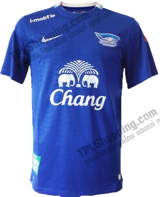 เสื้อบอลไทย เสื้อฟุตบอลไทย เสื้อชลบุรี เอฟซี 2016-2017 ทีมเหย้า สีน้าเงิน สปอนเซอร์ครบ