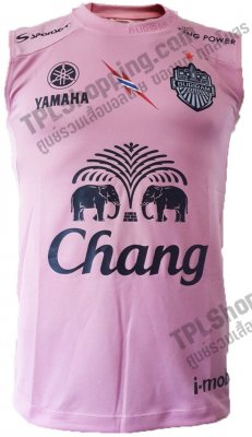 เสื้อบอลไทย เสื้อฟุตบอลไทย เสื้อซ้อมบุรีรัมย์ ยูไนเต็ด แขนกุด ปี 2016-2017 สีชมพู