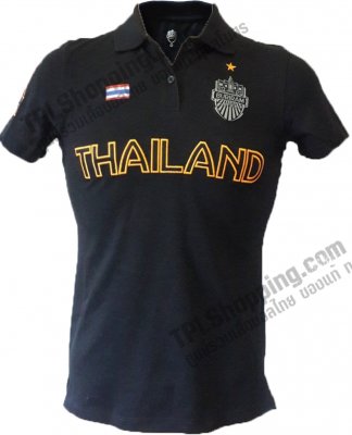 เสื้อบอลไทย เสื้อฟุตบอลไทย เสื้อโปโล THAILAND บุรีรัมย์ 2016 สีดำ (THAILAND ส้ม)