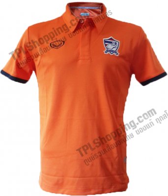 เสื้อบอลไทย เสื้อฟุตบอลไทย เสื้อโปโลทีมชาติไทย Grand Sport ปี 2014 สีส้ม เสื้อ Staff ทีมชาติไทย