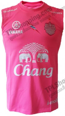 เสื้อบอลไทย เสื้อฟุตบอลไทย เสื้อซ้อมบุรีรัมย์ ยูไนเต็ด แขนกุด ปี 2016-2017 สีชมพูเข้ม(เฟล็กส์ขาว)