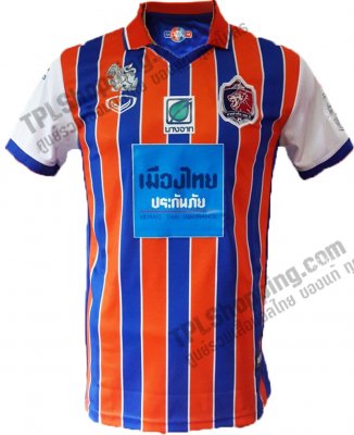เสื้อบอลไทย เสื้อฟุตบอลไทย เสื้อการท่าเรือ เอฟซี ทีมเหย้า ปี 2016-2017 สีส้ม สปอนเซอร์ครบ
