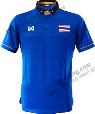 เสื้อบอลไทย เสื้อฟุตบอลไทย เสื้อเชียร์ทีมชาติไทย WARRIX 2016 รุ่น WN04 สีน้ำเงินขลิปทอง