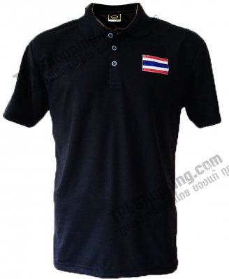 เสื้อบอลไทย เสื้อฟุตบอลไทย เสื้อโปโลเชียร์ไทย Grand Sport สีดำ 2016