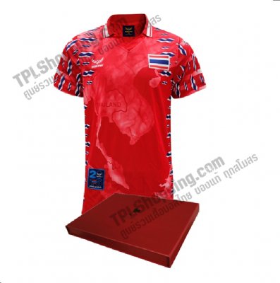 เสื้อบอลไทย เสื้อฟุตบอลไทย เสื้อทีมชาติไทย ศักศรีปฐพีไทย ย้อนยุค Grand Sport สีแดง