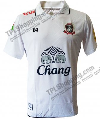 เสื้อบอลไทย เสื้อฟุตบอลไทย เสื้อสุพรรณบุรี เอฟซี ปี 2017-2018 ทีมเยือน สีขาว สปอนเซอร์ครบ
