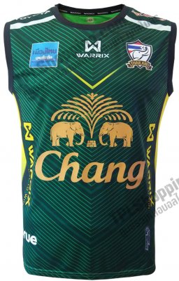 เสื้อบอลไทย เสื้อฟุตบอลไทย เสื้อซ้อมทีมชาติไทย แขนกุด Warrix TS01 2017 สีเขียว ล่าสุด