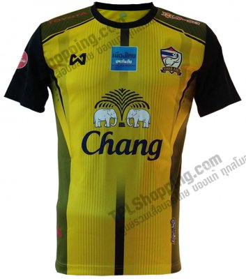 เสื้อบอลไทย เสื้อฟุตบอลไทย เสื้อซ้อมทีมชาติไทย Warrix TW05 2017 สีเหลือง ล่าสุด