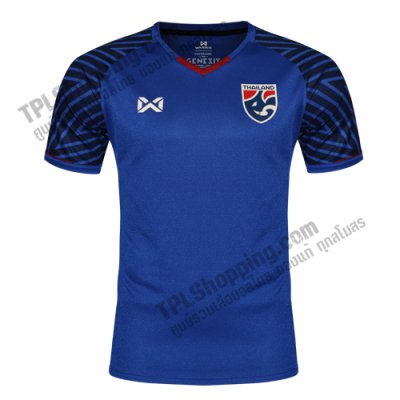 เสื้อบอลไทย เสื้อฟุตบอลไทย เสื้อเชียร์ทีมชาติไทย 2018 โลโก้ใหม่ สีน้ำเงิน ทรงผู้ชาย (WC-53)