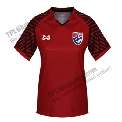 เสื้อบอลไทย เสื้อฟุตบอลไทย เสื้อเชียร์ทีมชาติไทย 2018 โลโก้ใหม่ สีแดง ทรงผู้หญิง (WC-53) 