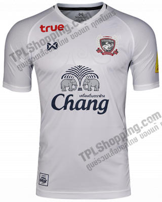 เสื้อบอลไทย เสื้อฟุตบอลไทย เสื้อสุพรรณบุรี เอฟซี ปี 2018 ทีมเยือน สีขาว สปอนเซอร์ครบ