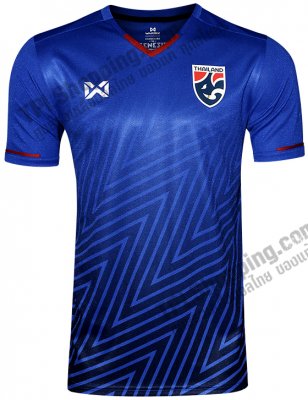 เสื้อบอลไทย เสื้อฟุตบอลไทย เสื้อเชียร์ทีมชาติไทย 2018 โลโก้ใหม่ สีน้ำเงิน ทรงชาย รุ่น 2 (WC-54)