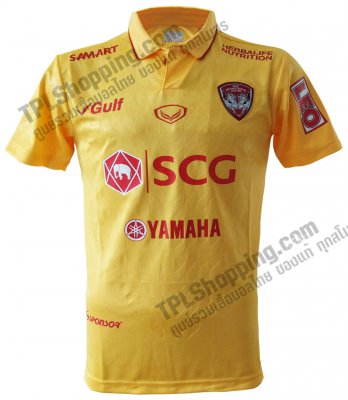 เสื้อบอลไทย เสื้อฟุตบอลไทย เสื้อเอสซีจี เมืองทอง ยูไนเต็ด SCG Muangthong ปี 2018-2019 ทีมเยือน สีเหลือง