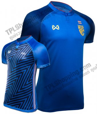 เสื้อบอลไทย เสื้อฟุตบอลไทย เสื้อทีมชาติ 2018 Warrix สีน้ำเงิน ล่าสุด (ใส่ได้ทั้ง 2 ด้าน)