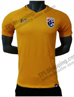 เสื้อบอลไทย เสื้อฟุตบอลไทย เสื้อเชียร์ทีมชาติไทย Warrix 2018 สีเหลือง