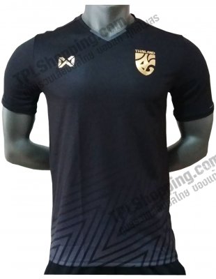 เสื้อบอลไทย เสื้อฟุตบอลไทย เสื้อเชียร์ทีมชาติไทย 2018 โลโก้ทอง Gold Limited Edition 54 สีดำ