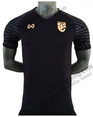 เสื้อบอลไทย เสื้อฟุตบอลไทย เสื้อเชียร์ทีมชาติไทย 2018 โลโก้ทอง Gold Limited Edition 53 สีดำ