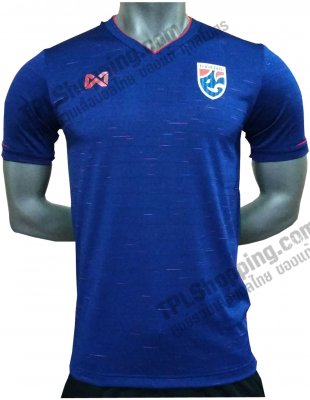 เสื้อบอลไทย เสื้อฟุตบอลไทย เสื้อแข่งทีมชาติ 2019 Warrix สีน้ำเงินกรมท่า ล่าสุด (เกรดแฟนบอล) 
