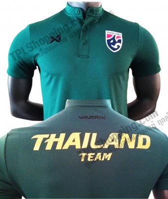 เสื้อบอลไทย เสื้อฟุตบอลไทย เสื้อเชียร์ทีมชาติไทย Warrix 2019 สีเขียว รุ่น PWG06 ติด Thailand Team ด้านหลัง