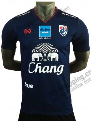 เสื้อบอลไทย เสื้อฟุตบอลไทย เสื้อเชียร์ทีมชาติไทย 2019 ติดสปอนเซอร์ สีกรมท่า