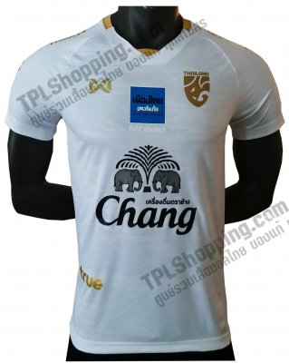 เสื้อบอลไทย เสื้อฟุตบอลไทย เสื้อเชียร์ทีมชาติ 2020 Warrix สีขาว ติดสปอนเซอร์ ครบ